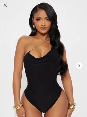 One Shoulder Bodysuit with Chain